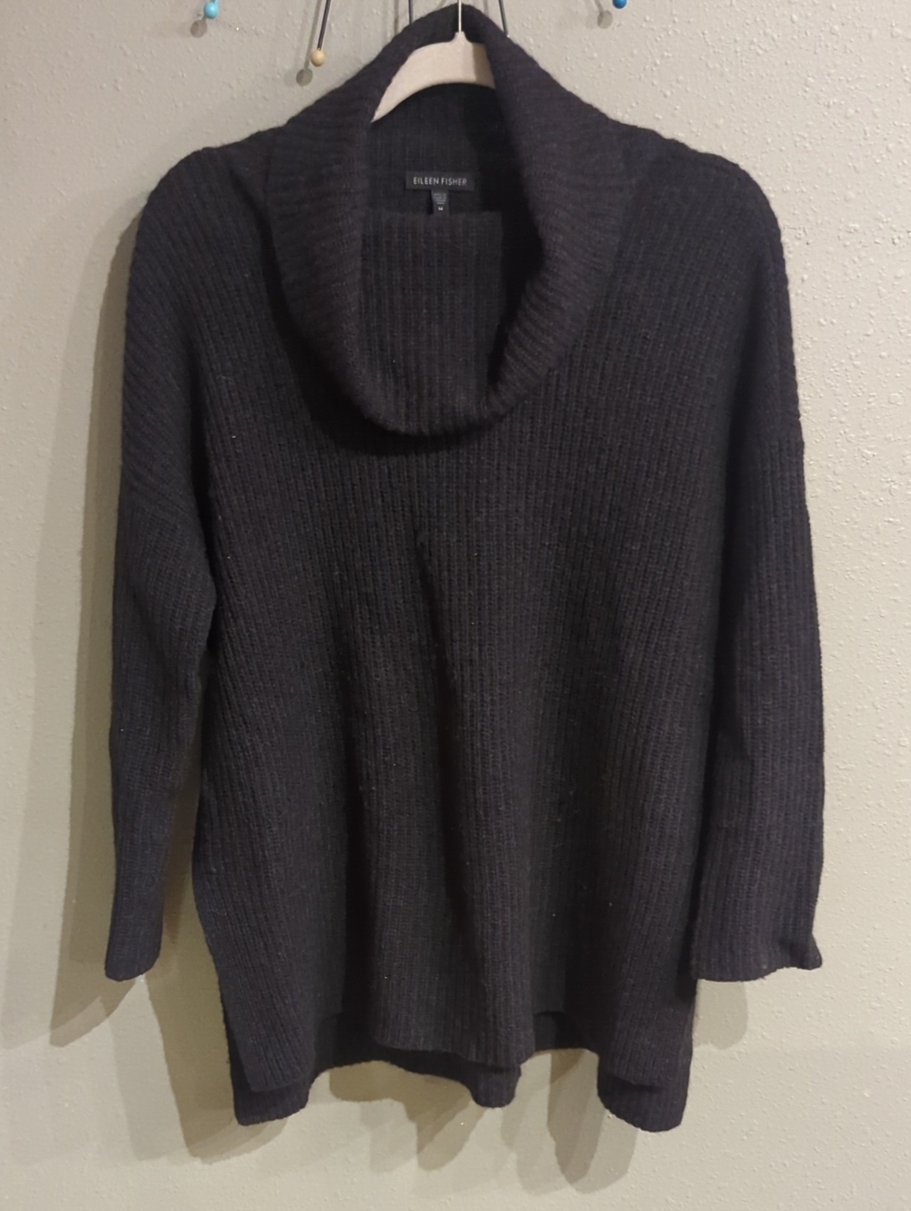 Eileen Fisher Yak Wool Pullover Cowl Neck Gray Sweater Medium Warm Luxury